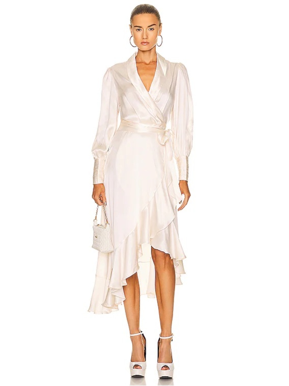 NWT Zimmermann Silk Midi Wrap Dress in Milk Size 0